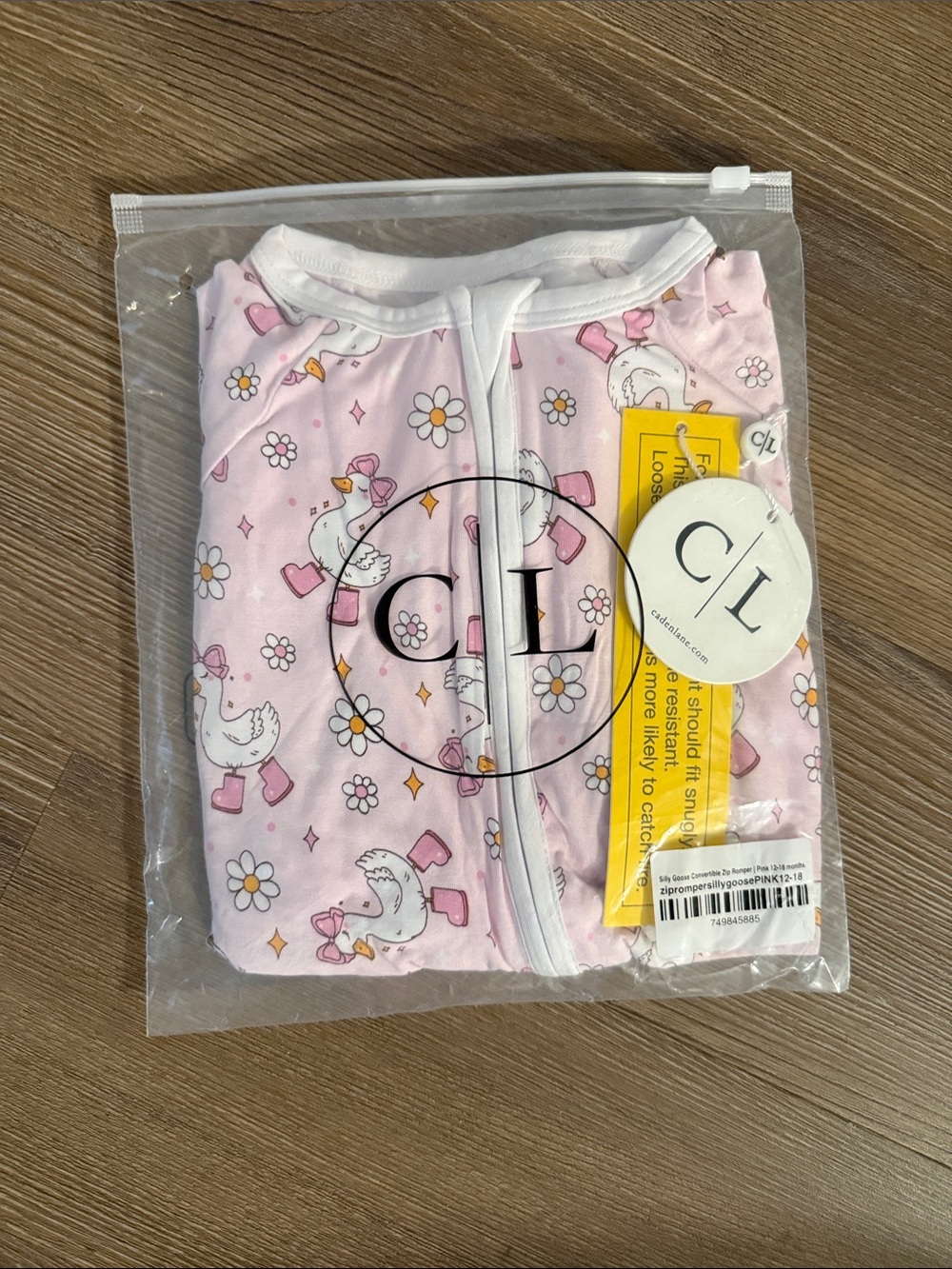Caden Lane Pink Swan & Daisy Zip Footie Pajamas